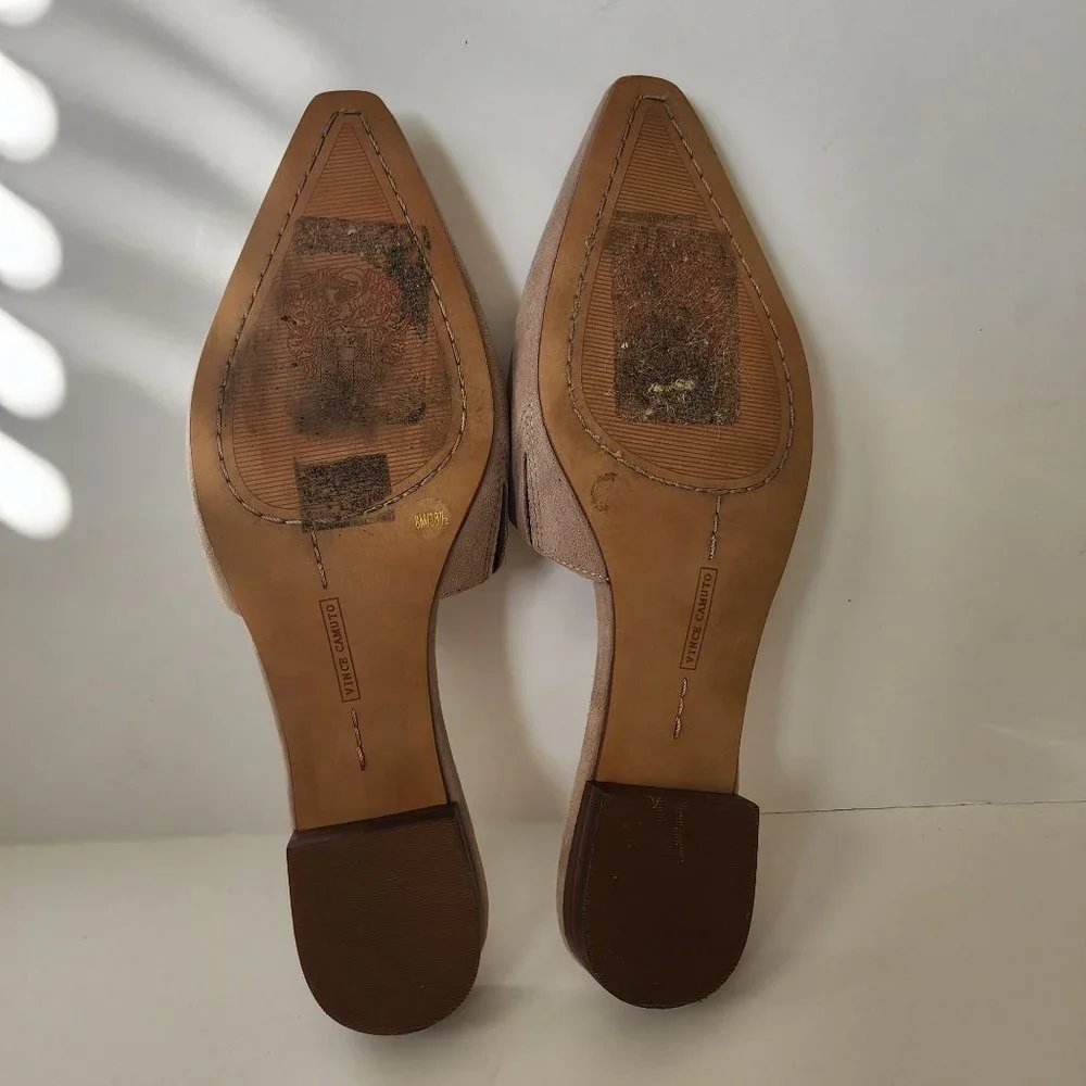 Vince Camuto Womens Suede Mules 8M Tan Slip-On Shoes - Picture 5 of 10